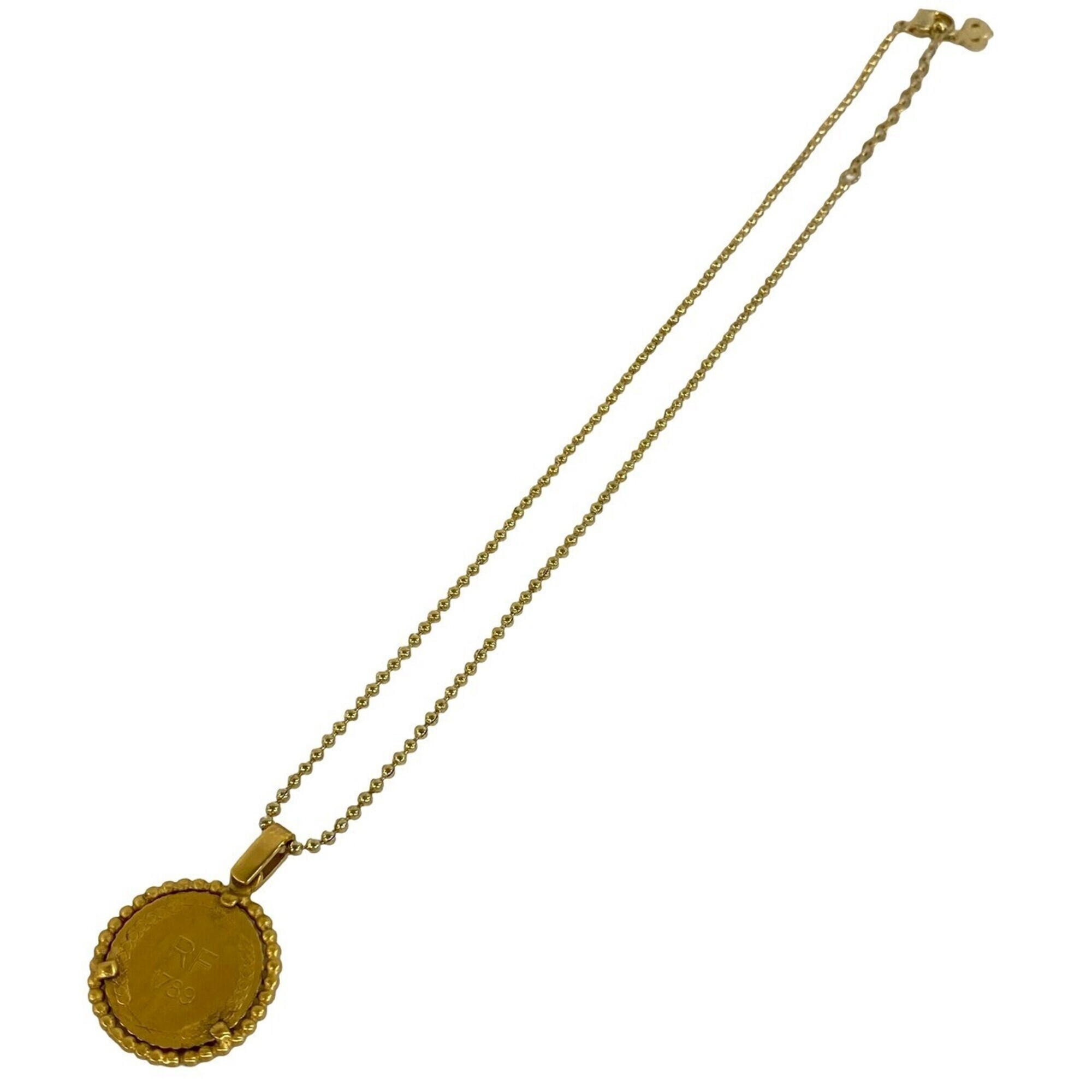 Christian Dior Vintage Cd Logo Medal Motif Necklace Gp Ball Chain Pendant Gol...